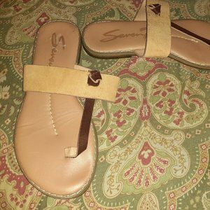 Seven7 size US 6 EUR 37 tan sandals flip flops